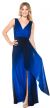 V-neck Wrap Style Ombre Formal Dress with Front Sash in Royal Blue